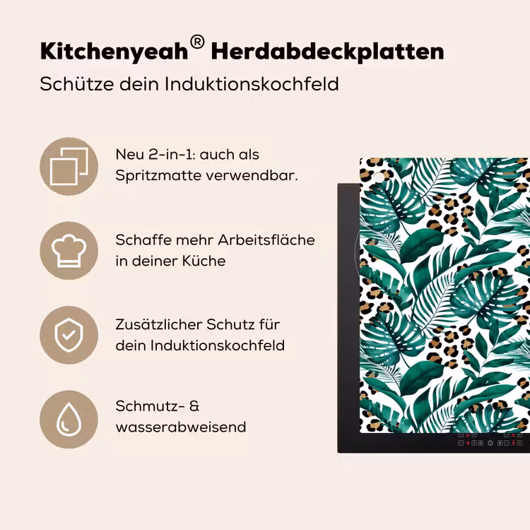 Panterprint - Bladeren - Jungle Inductie beschemer met haakjes klein -ky-usp-de