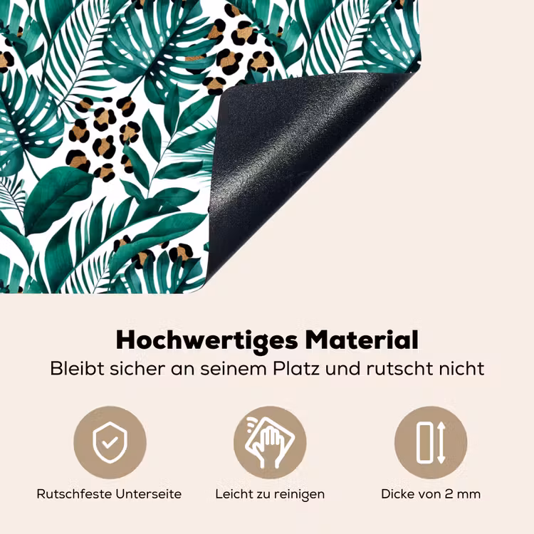 Inductie beschermer - Panterprint - Bladeren - Jungle - Afdekplaat voor kookplaat Inductie beschemer met haakjes middel -ky-onderkant-de