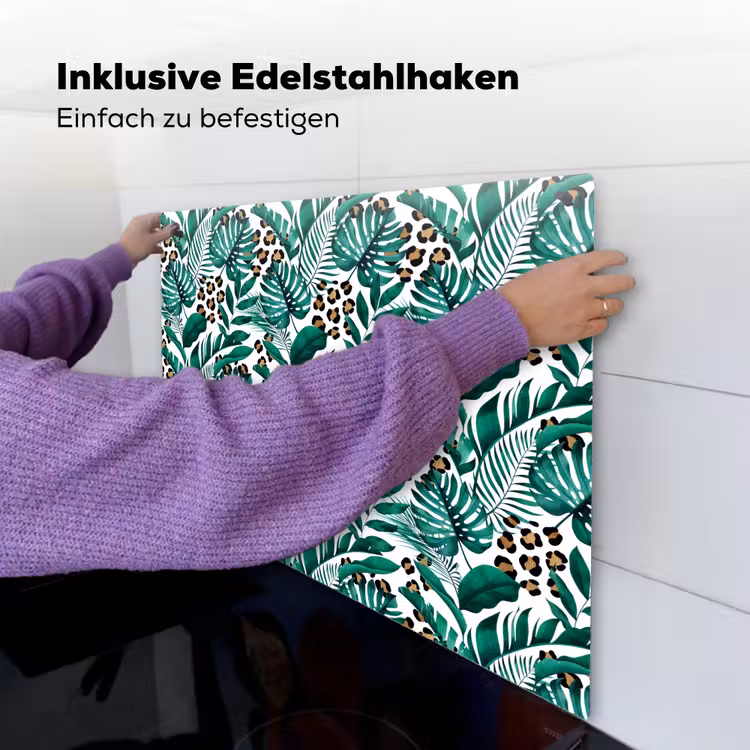 Inductie beschermer - Panterprint - Bladeren - Jungle - Afdekplaat voor kookplaat Inductie beschemer met haakjes middel -ky-ophangen-de