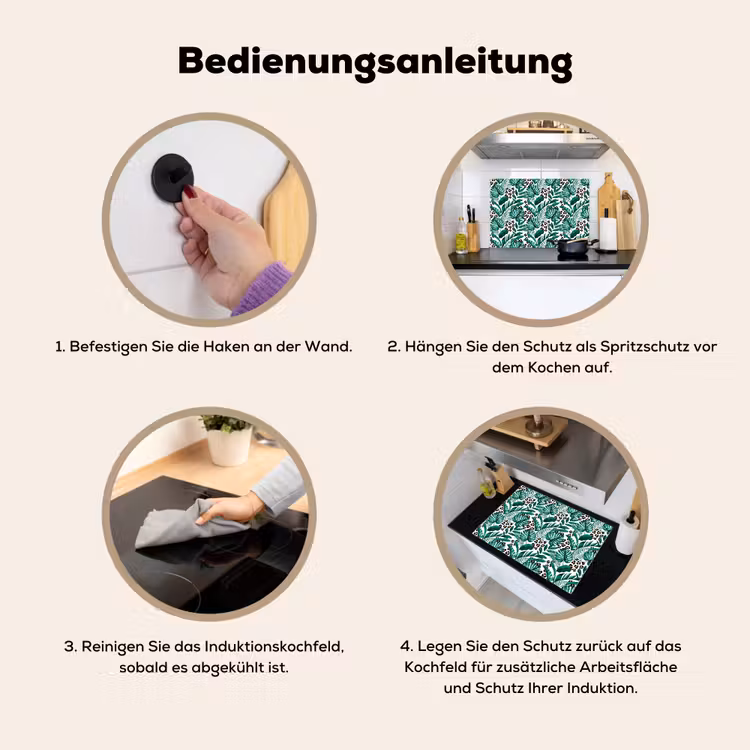 Panterprint - Bladeren - Jungle Inductie beschemer met haakjes klein -ky-gebruik-de