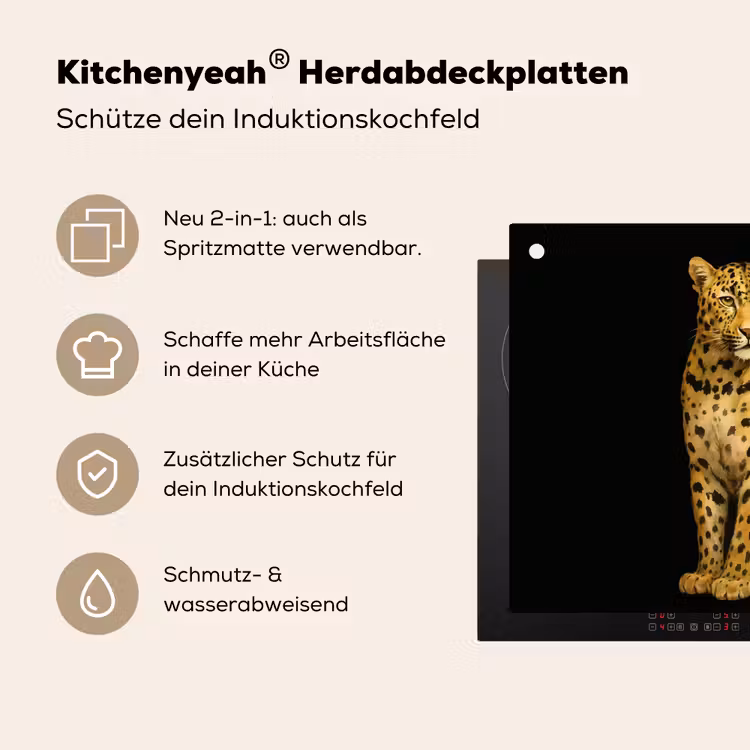 Panter - Realistisch - Bruin Inductie beschemer met haakjes middel -ky-usp-de