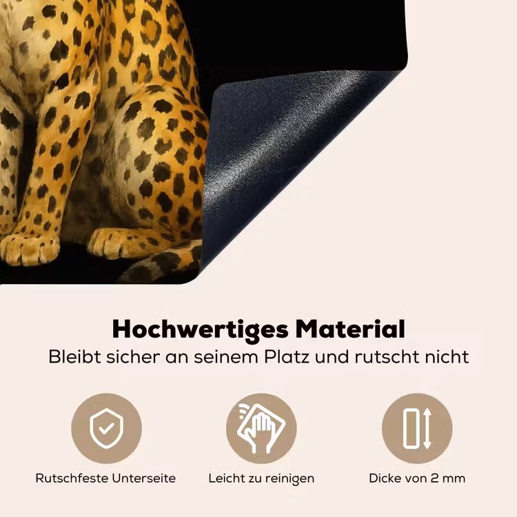 Panter - Realistisch - Bruin Inductie beschemer met haakjes middel -ky-onderkant-de