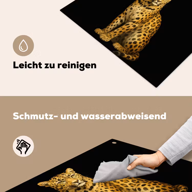Panter - Realistisch - Bruin Inductie beschemer met haakjes middel -ky-schoon-de