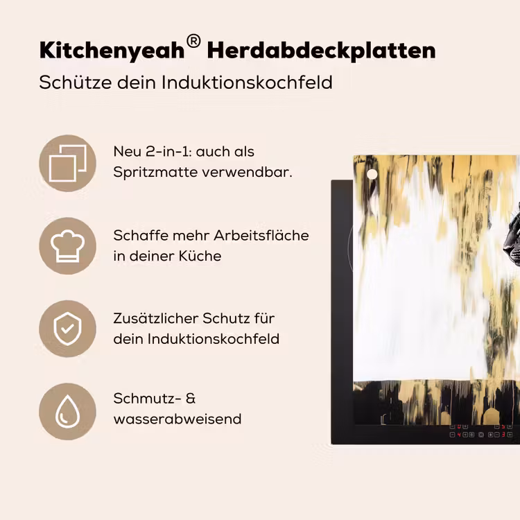 Panter - Zwart - Abstract - Goud Inductie beschemer met haakjes klein -ky-usp-de