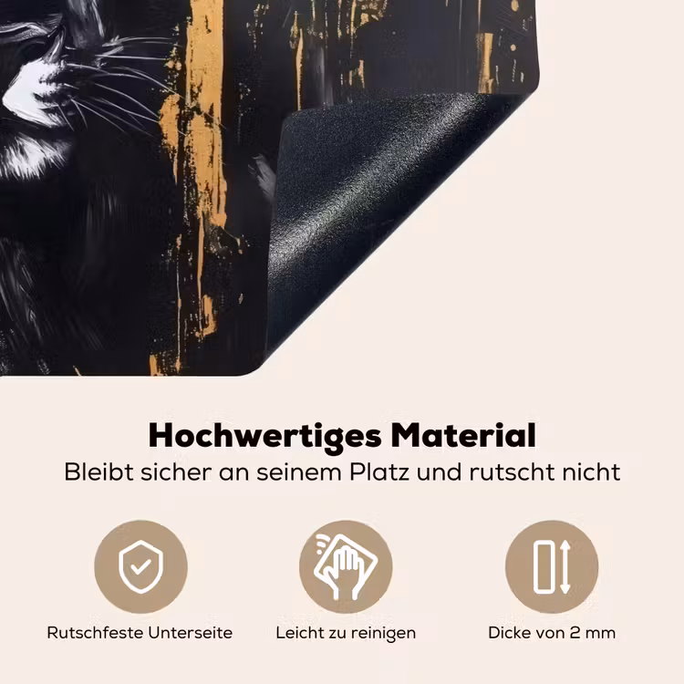 Panter - Zwart - Abstract - Verfstreken Inductie beschemer met haakjes klein -ky-onderkant-de