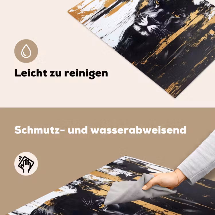 Panter - Zwart - Abstract - Verfstreken Inductie beschemer met haakjes klein -ky-schoon-de
