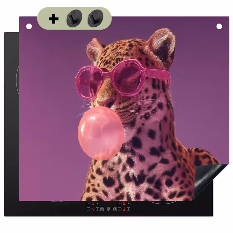 Panter - Zonnebril - Kauwgombel - Roze Inductie beschemer met haakjes middel -3d