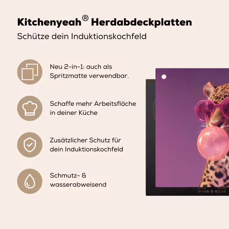 Panter - Zonnebril - Kauwgombel - Roze Inductie beschemer met haakjes middel -ky-usp-de
