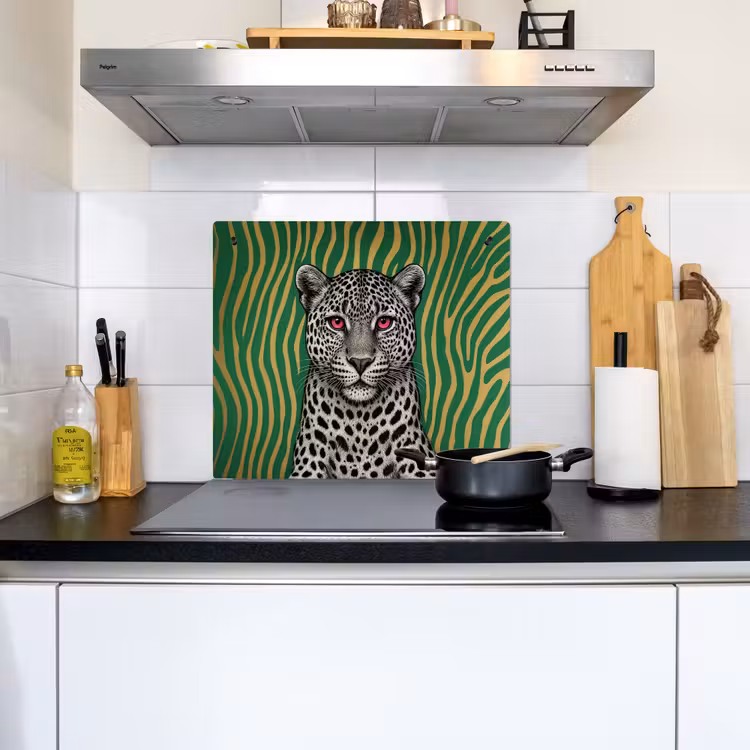 Panter - Zebrapatroon - Groen Inductie beschemer met haakjes middel -sfeer2