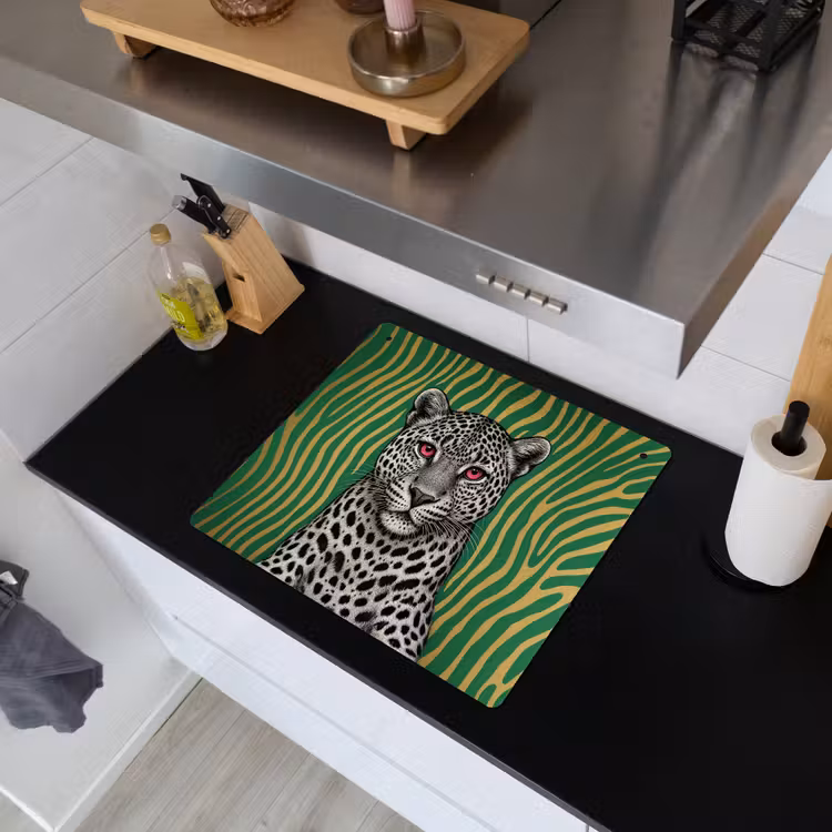 Panter - Zebrapatroon - Groen Inductie beschemer met haakjes middel -sfeer1