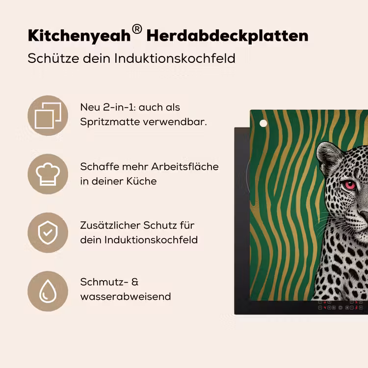 Panter - Zebrapatroon - Groen Inductie beschemer met haakjes middel -ky-usp-de