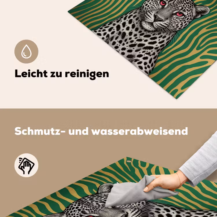 Panter - Zebrapatroon - Groen Inductie beschemer met haakjes middel -ky-schoon-de