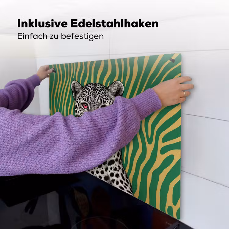 Panter - Zebrapatroon - Groen Inductie beschemer met haakjes middel -ky-ophangen-de