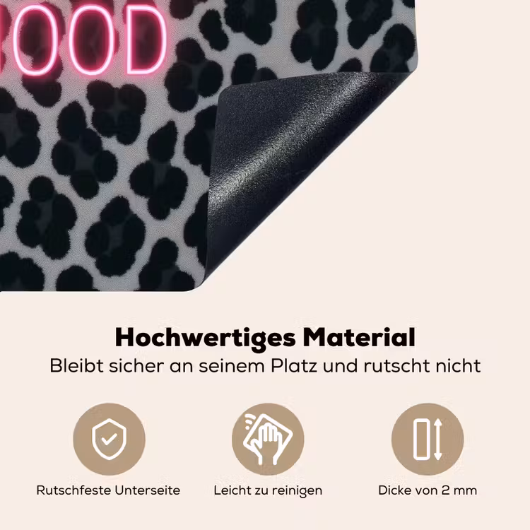 Panterprint - Zwart - Neonletters - Roze Inductie beschemer met haakjes middel -ky-onderkant-de