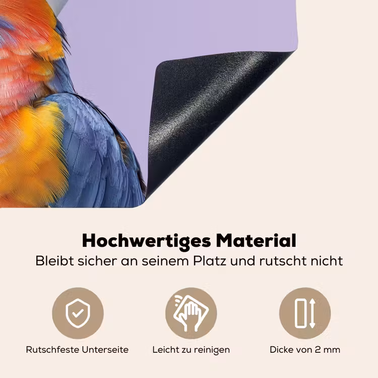 Papegaai - Koksmuts - Paars - Cute Inductie beschemer met haakjes klein -ky-onderkant-de