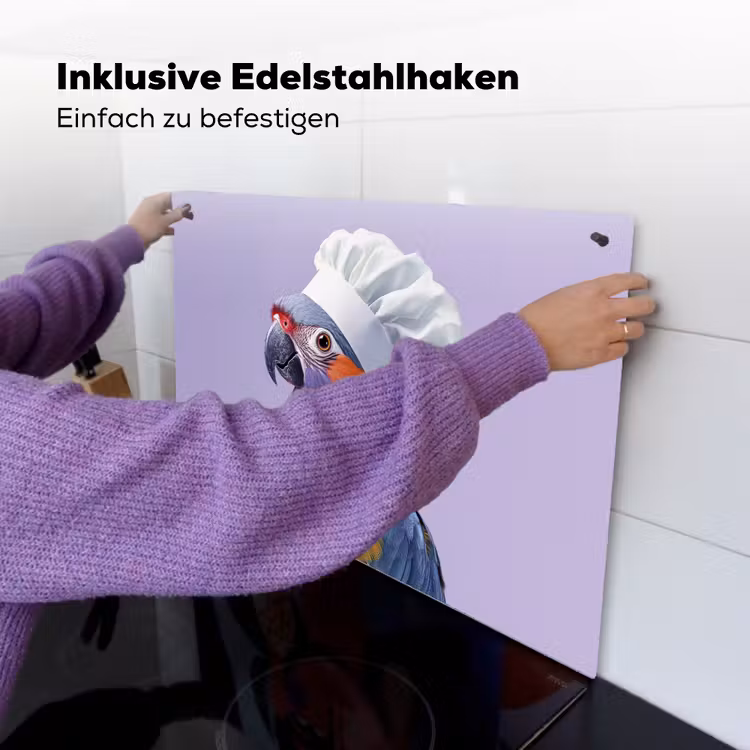 Papegaai - Koksmuts - Paars - Cute Inductie beschemer met haakjes klein -ky-ophangen-de