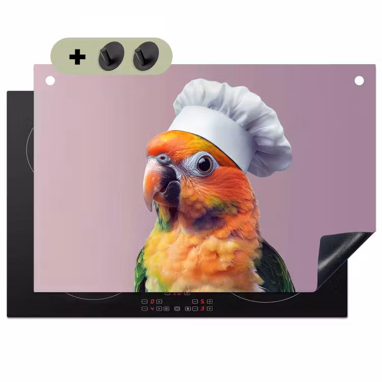 Papegaai - Koksmuts - Nieuwsgierig - Vogel Inductie beschemer met haakjes klein -3d