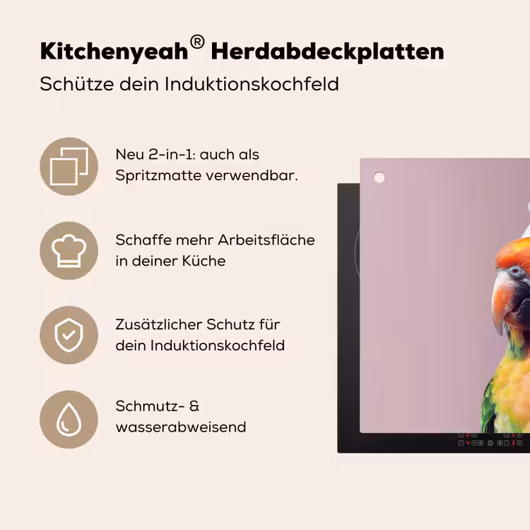 Papegaai - Koksmuts - Nieuwsgierig - Vogel Inductie beschemer met haakjes klein -ky-usp-de