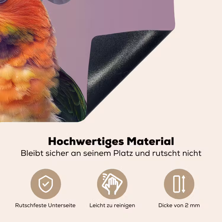 Papegaai - Koksmuts - Nieuwsgierig - Vogel Inductie beschemer met haakjes klein -ky-onderkant-de