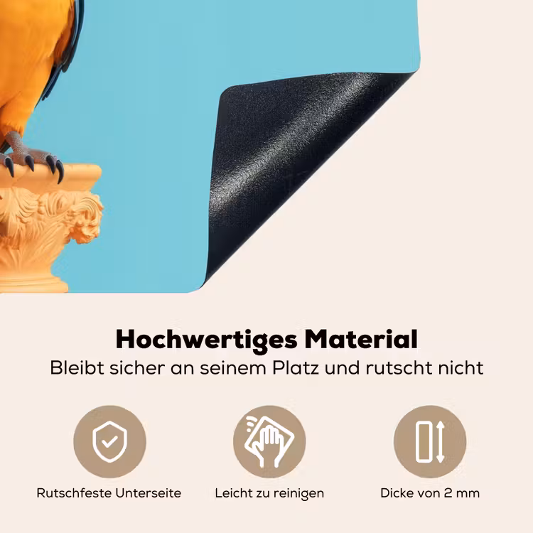 Papegaai - Koksmuts - Quote - Neon Inductie beschemer met haakjes klein -ky-onderkant-de