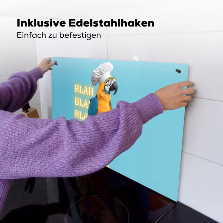 Papegaai - Koksmuts - Quote - Neon Inductie beschemer met haakjes klein -ky-ophangen-de