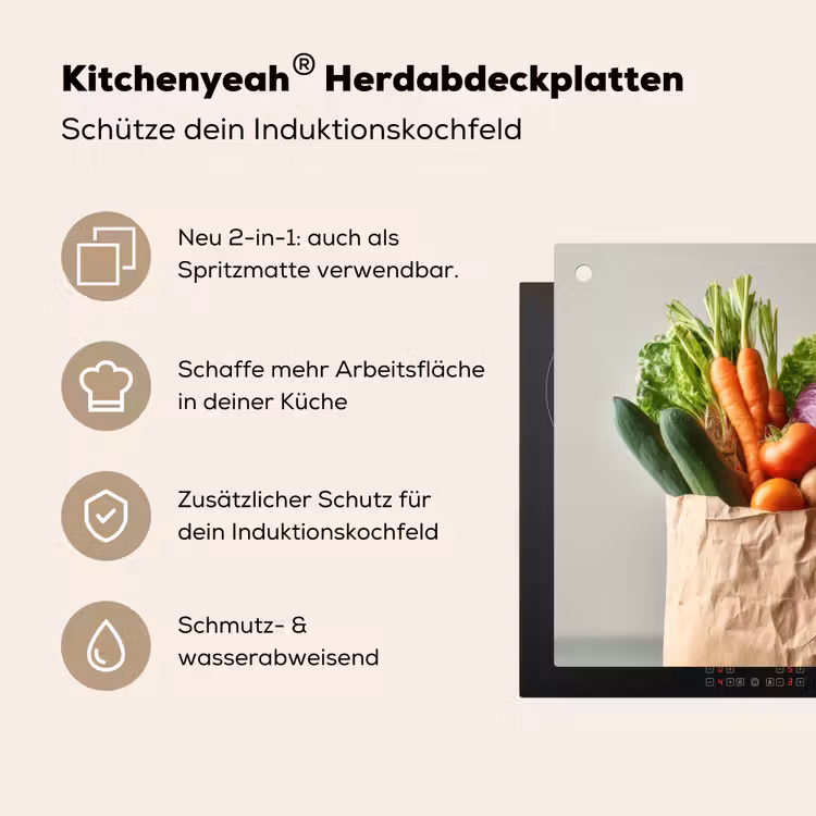Papieren - Boodschappen - Groente - Kleurrijk Inductie beschemer met haakjes klein -ky-usp-de