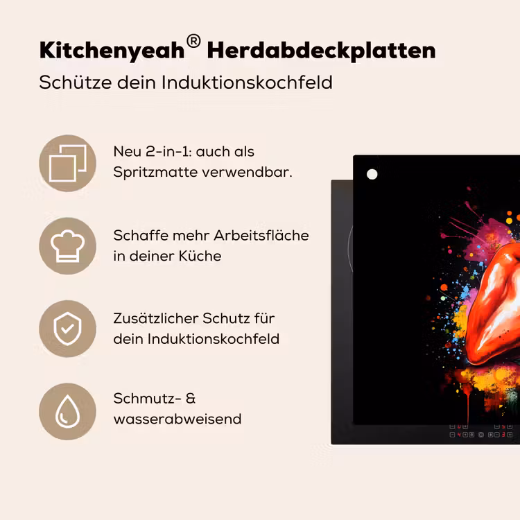 Paprika - Peer - Citroen - Graffiti - Verf - Abstract Inductie beschemer met haakjes klein -ky-usp-de