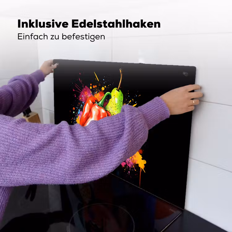 Paprika - Peer - Citroen - Graffiti - Verf - Abstract Inductie beschemer met haakjes klein -ky-ophangen-de