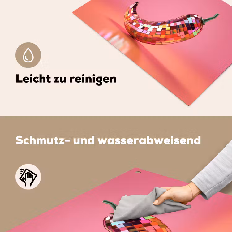 Peper - Disco - Rood - Glitter Inductie beschemer met haakjes klein -ky-schoon-de