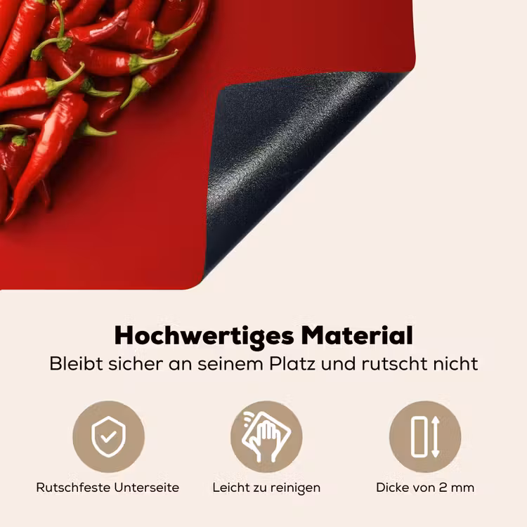 Pepers - Rood - Hart Inductie beschemer met haakjes klein -ky-onderkant-de