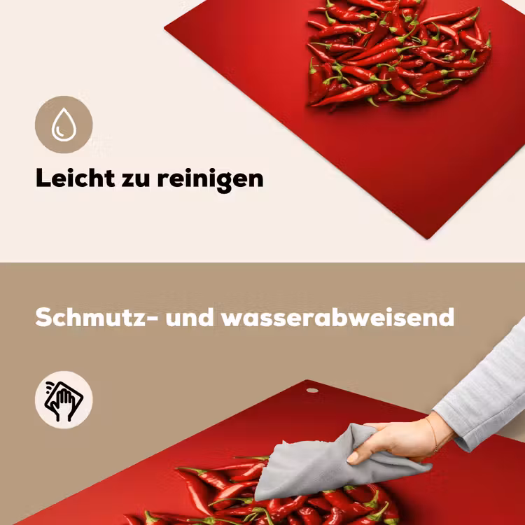 Pepers - Rood - Hart Inductie beschemer met haakjes klein -ky-schoon-de