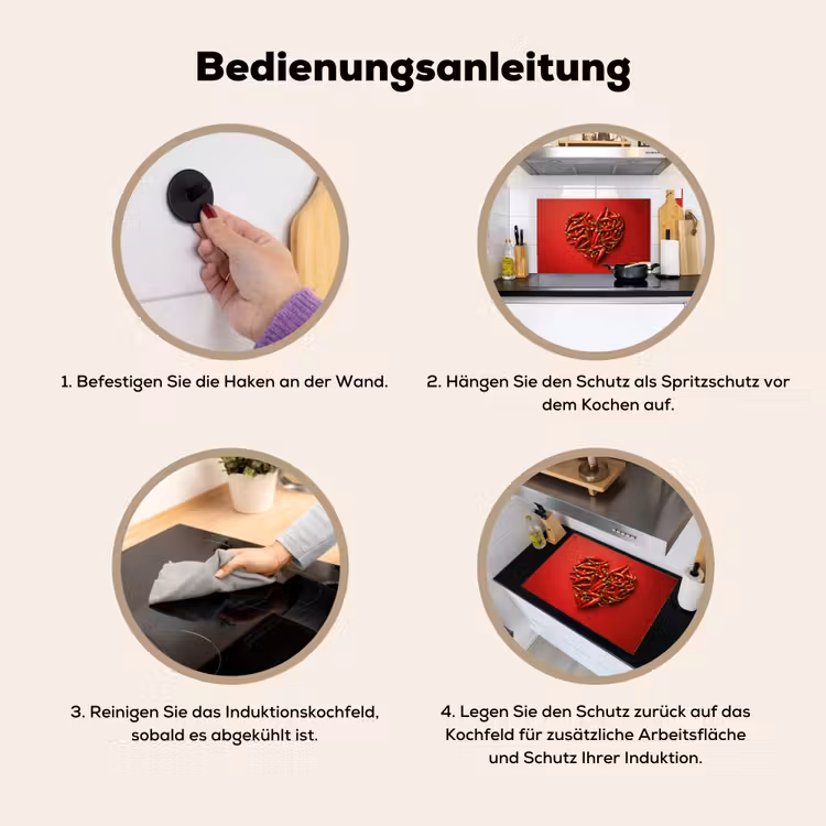 Pepers - Rood - Hart Inductie beschemer met haakjes klein -ky-gebruik-de