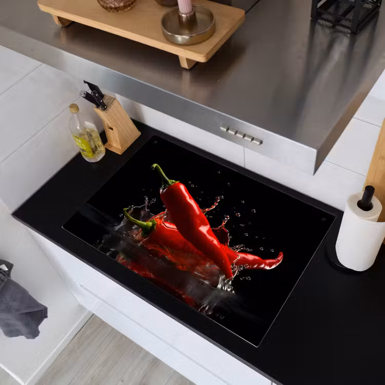 Peper - Rood - Zwart - Water - Groente Inductie beschemer met haakjes klein -sfeer1
