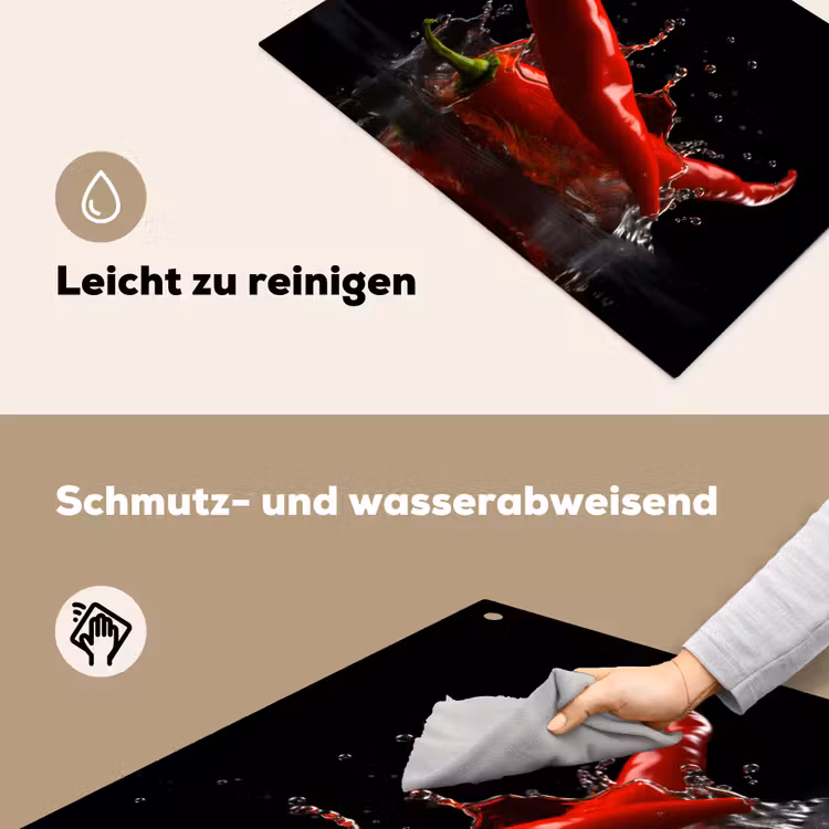 Peper - Rood - Zwart - Water - Groente Inductie beschemer met haakjes klein -ky-schoon-de