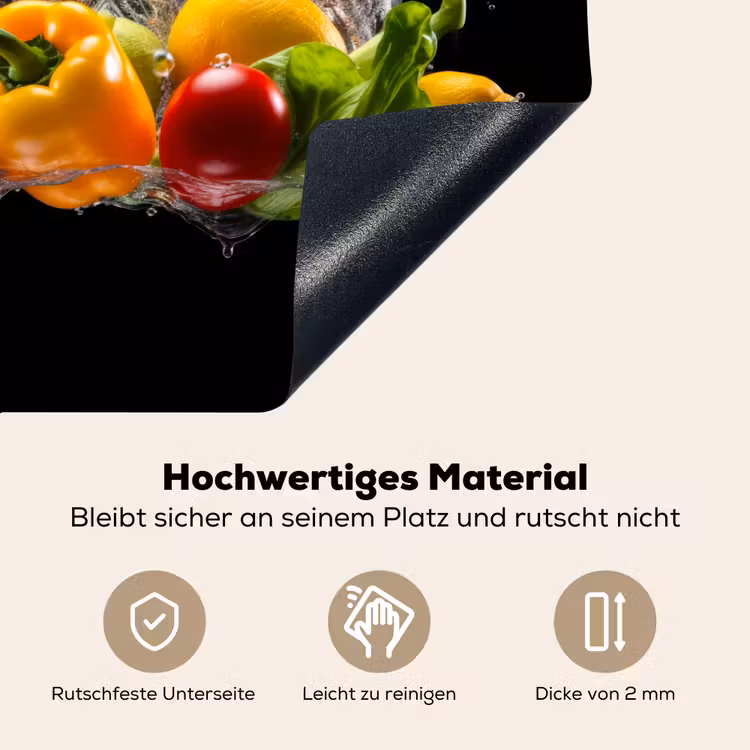 Paprika - Water - Groente - Zwart Inductie beschemer met haakjes klein -ky-onderkant-de