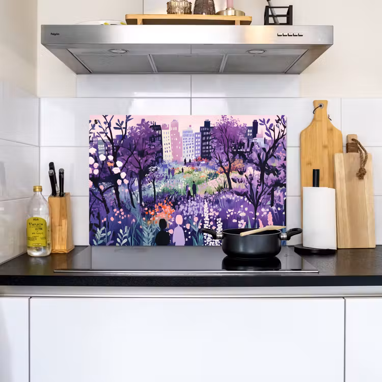 Park - Bomen - Bloemen - Gebouwen Inductie beschemer met haakjes klein -sfeer2