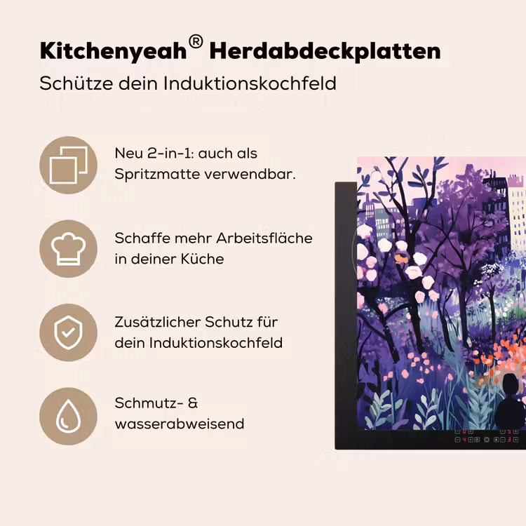 Park - Bomen - Bloemen - Gebouwen Inductie beschemer met haakjes klein -ky-usp-de