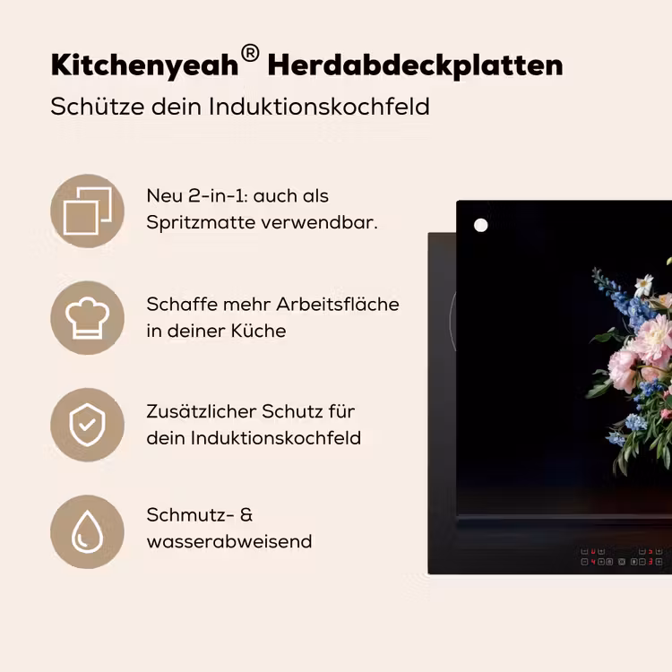 Pastel - Bloemen - Glazen - Vaas Inductie beschemer met haakjes klein -ky-usp-de