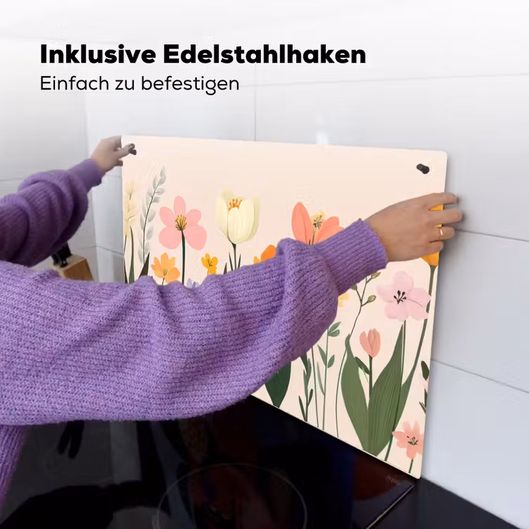 Pasteltinten - Bloemen - Illustratie Inductie beschemer met haakjes klein -ky-ophangen-de