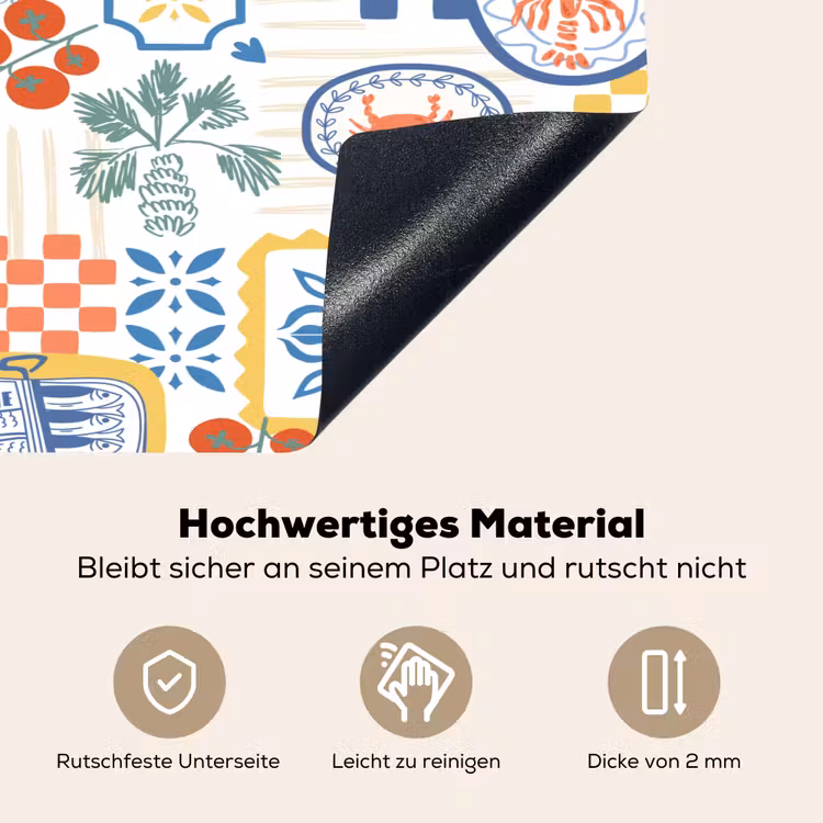 Zee - Sfeer - Tomaat - Mozaïek Inductie beschemer met haakjes klein 777 -ky-onderkant-de