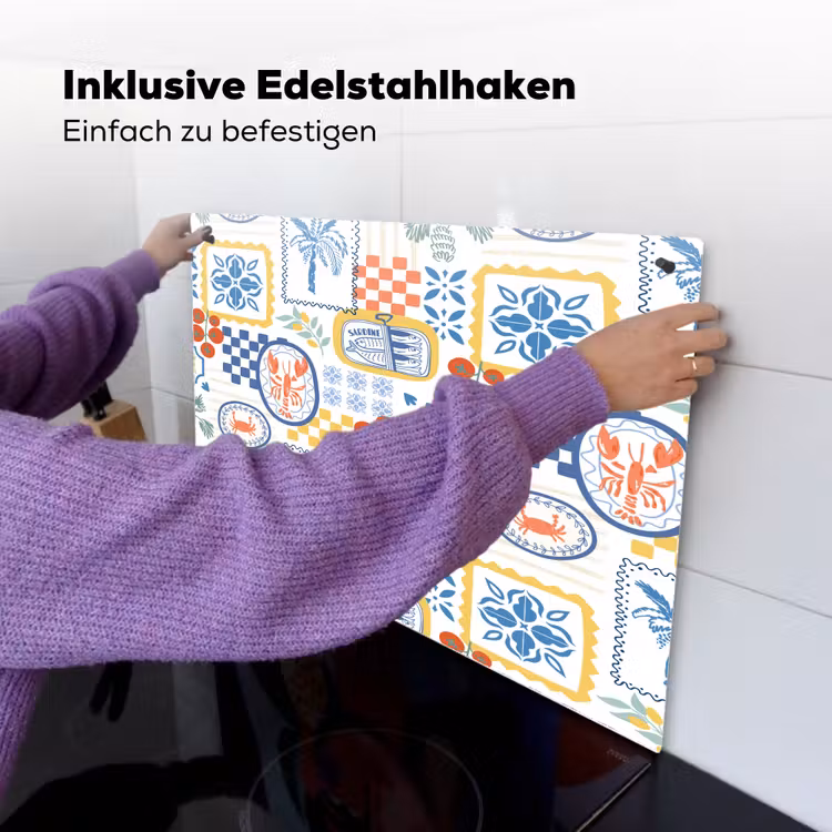 Zee - Sfeer - Tomaat - Mozaïek Inductie beschemer met haakjes klein 777 -ky-ophangen-de