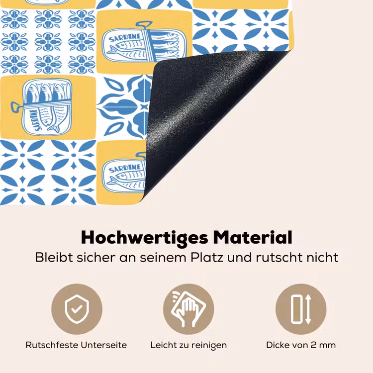 Zee - Geel - Blauw - Wit Inductie beschemer met haakjes klein 777 -ky-onderkant-de