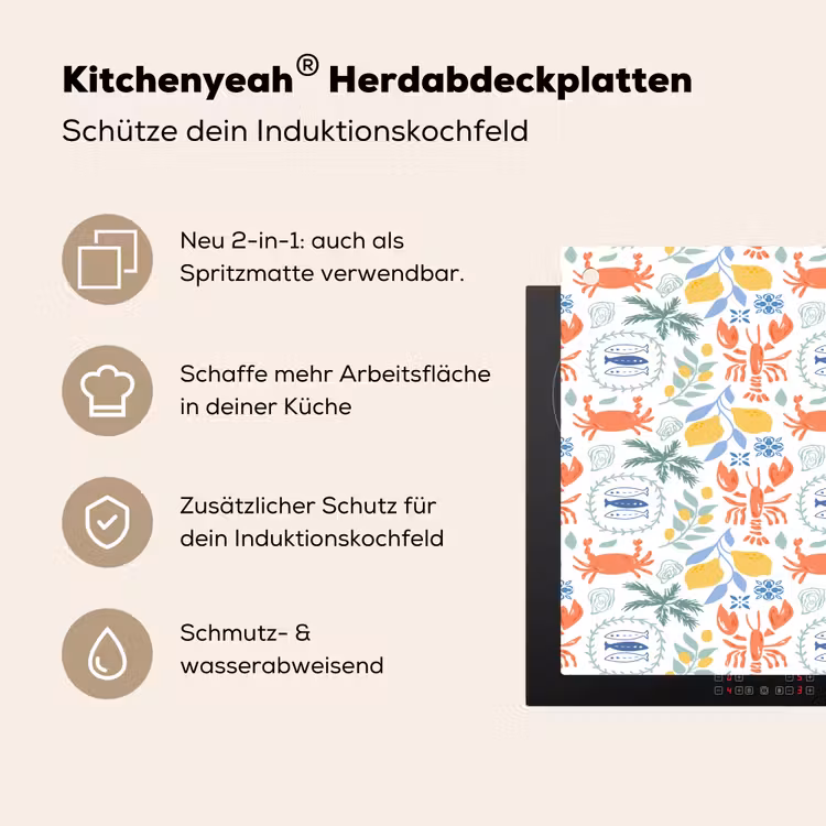 Zee - Sfeer - Citroen - Vis Inductie beschemer met haakjes klein 777 -ky-usp-de