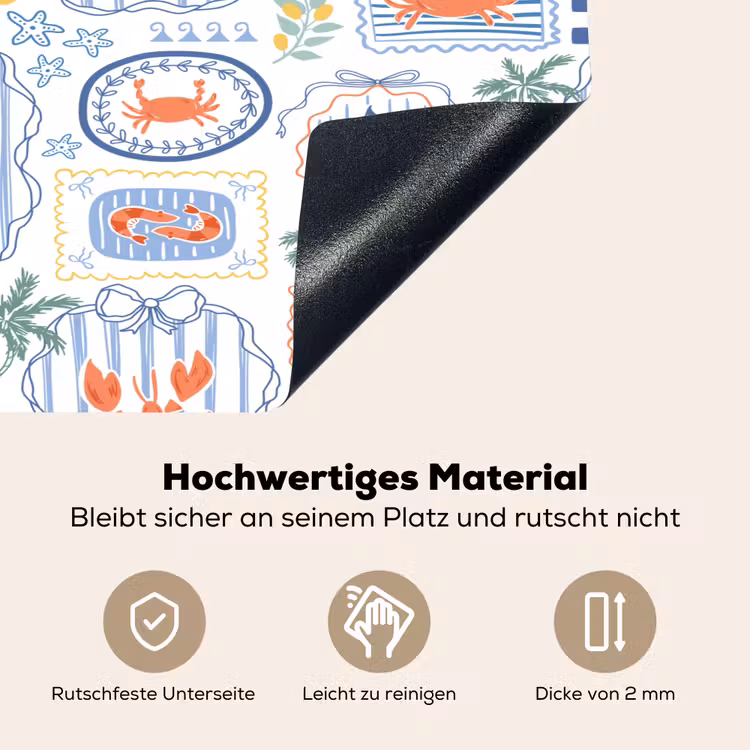 Zee - Sfeer - Krab - Blauw Inductie beschemer met haakjes klein 777 -ky-onderkant-de