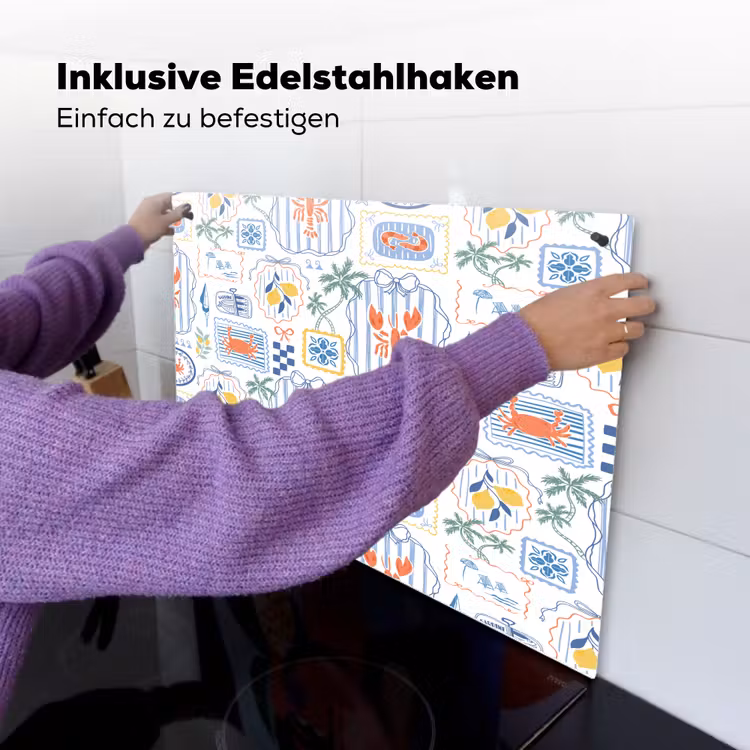 Zee - Sfeer - Krab - Blauw Inductie beschemer met haakjes klein 777 -ky-ophangen-de