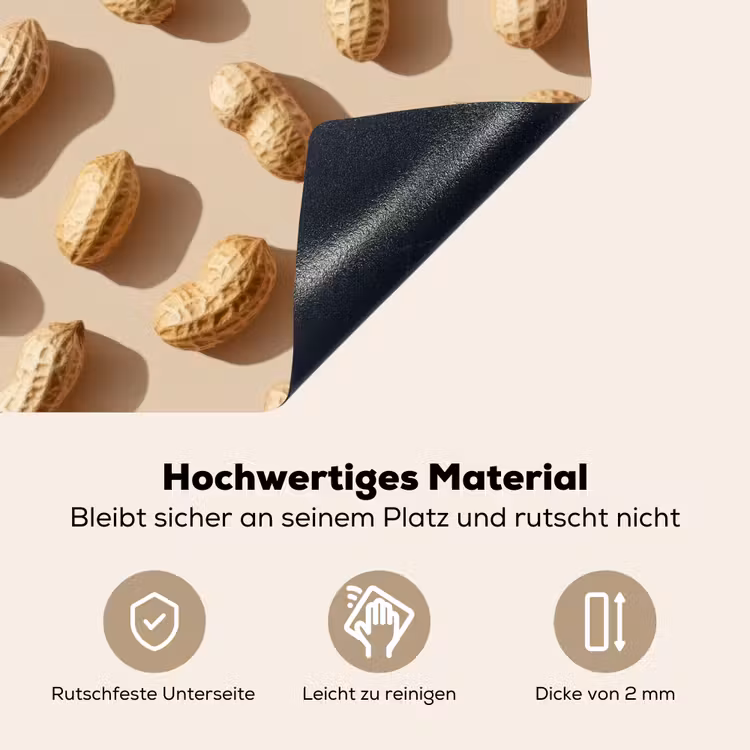 Pinda's - Patroon - Beige Inductie beschemer met haakjes klein -ky-onderkant-de