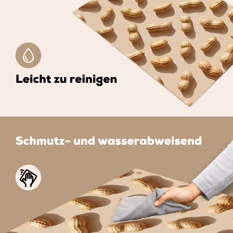 Pinda's - Patroon - Beige Inductie beschemer met haakjes klein -ky-schoon-de