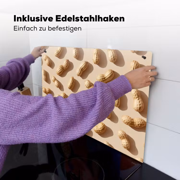 Pinda's - Patroon - Beige Inductie beschemer met haakjes klein -ky-ophangen-de