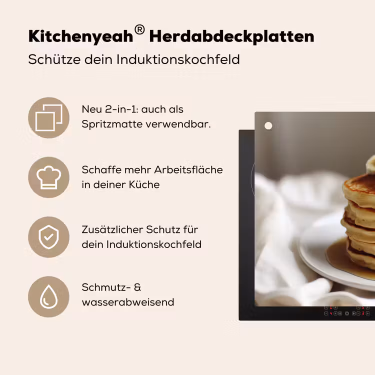 Pannenkoeken - Banaan - Siroop - Wit - Beige Inductie beschemer met haakjes klein -ky-usp-de