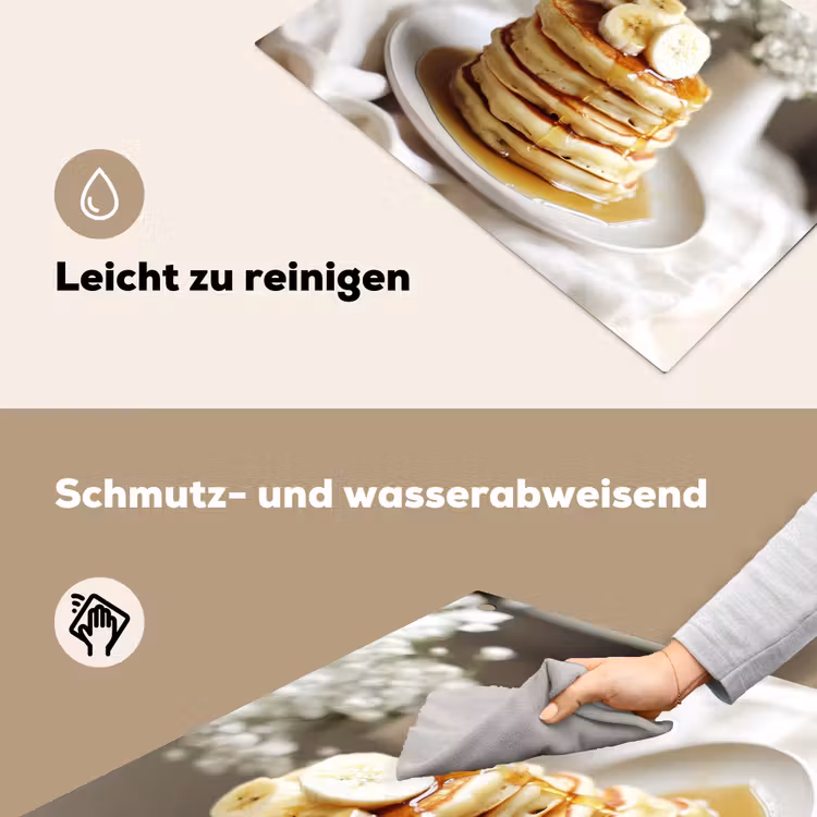 Pannenkoeken - Banaan - Siroop - Wit - Beige Inductie beschemer met haakjes klein -ky-schoon-de
